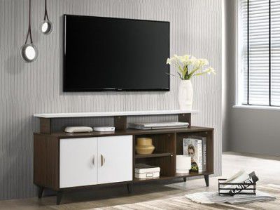 DeckUp Capella Engineered Wood TV Unit (Walnut & White, Matte Finish)