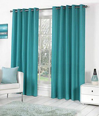 Decoholic Faux Texture Solid Insulated Grommet Light-Filtering Curtains/Drapes for Bedroom/Living Room Long Door - 10 feet - 2 Panels, Aqua