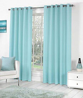 Decoholic Faux Texture Solid Insulated Grommet Light-Filtering Curtains/Drapes for Bedroom/Living Room Long Door - 9 feet - 2 Panels, Sky Blue