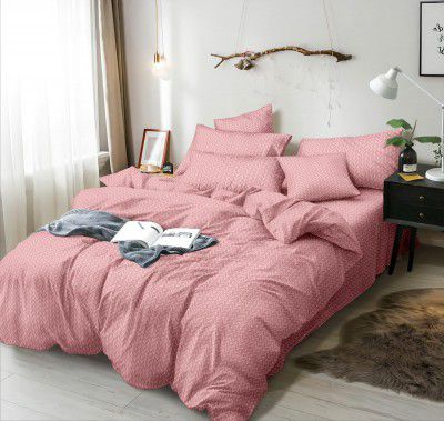 DECOMIZER 240 TC Microfiber Soft Cotton Printed Single Bed Bedsheet for Diwan Bed, Size 60 Inches X 90 Inches, 152 X 230 cm with 1 Large Size Pillow Covers - PinkCCross