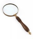 Deconoor 10X Handheld Magnifying Glass Lens, Antique Brass Magnifier, Fine Print Reading, Inspection, Coin & Stamp, Astrologer, Science, Low Sight Elderly, with Wooden Handle, Collectible Décor Gift...