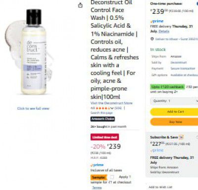 Deconstruct Oil Control Face Wash | 0.5% Salicylic Acid & 1% Niacinamide -100ml