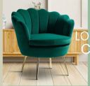 Decor Room Vintage Velvet Fabric Tub Armchairs with Metal Leg Armrests Lounge Accent Chairs Arm Chairs Wing Chair Stylish 3X Comfortable Royal & Luxury (Green)...