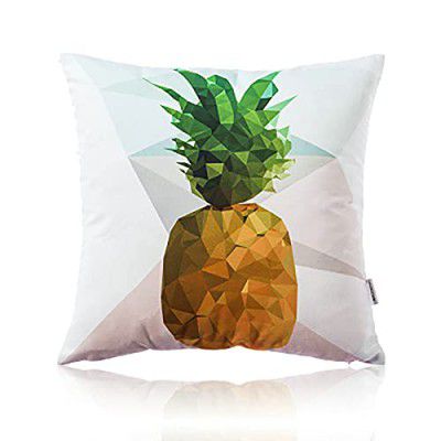 Decor Tribe 12x12 Inches or 30x30 Cms Sateen Tropical Pineapple Printed Cushion Cover