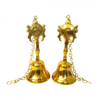 Decorbeats Brass Wall Shakh Chakra Bells for Home Mandir Temple
