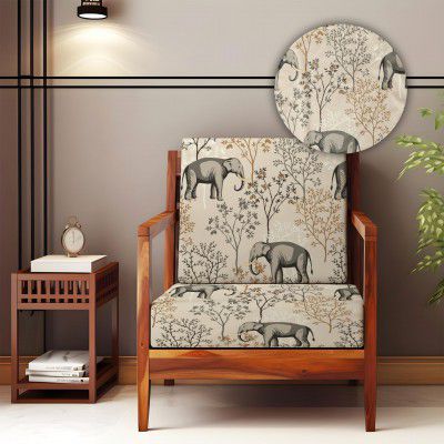 Decorian Soft Velvet Stretchable Printed Solid Sofa Slipcovers (Pack of 6, Elephant)