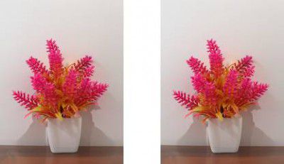 Decorsdivine Decorsdivinee Set 2 Of Home Décor Artificial Plant And Flowers Artificial Plant with Pot  (22 cm, Pink, White)