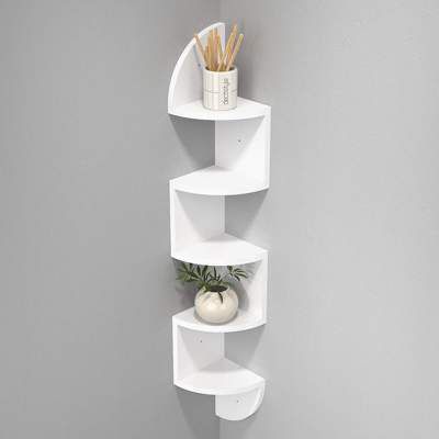 Decostyle Corner Wall Mount Shelf Zig Zag Shape with Curved Edges - 5 Tier