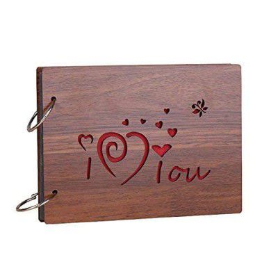 DecuT Wooden Scrapbook Album for Memories with Photo Corner Sticker (8-inch)