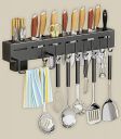 Deejay Kitchen Shelf Wall Mount Knife Holder,Towel Hanger, Spatula Ladle Hanging Hooks, Cutlery Holder Storage Rack High Grade Metal Multi-Purpose (44 x 4.5 x 8cm)...