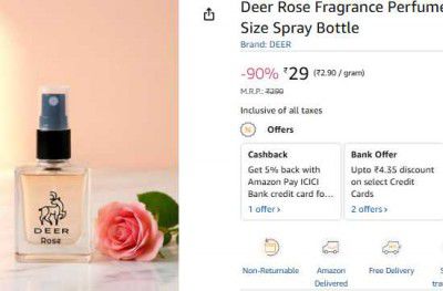 Deer Rose Fragrance Perfume, Floral Scent, 10ml