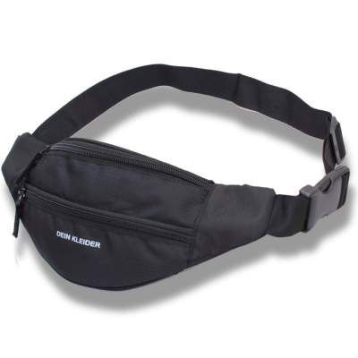 Dein Kleider Waist Pack Travel Handy Hiking Zip Pouch, Nylon (Black)