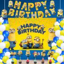 Dekor Spree Minion Theme Happy Birthday Party Decorations Combo,42 Pcs Minion Party Favors for boy, girl, Kids Birthday Decoration(Banner,Danglers,Ribbons,Balloons,Backdrop,Cupcake Topper)...