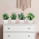 Dekorly Artificial Potted Plants, 4 Pack Artificial Plastic Eucalyptus Plants Small Indoor Potted Houseplants, Small Faux Plants For Home Decor Bathroom Office Farmhouse (Set 0F 4), multi-colour...