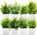 Dekorly Artificial Potted Plants, 8 Pack Artificial Plastic  (Set 0F 8)...