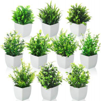 Dekorly Artificial Potted Plants, Pack of 10 Artificial Plastic Eucalyptus  Plants Small Indoor Potted Houseplants, Small Faux Plants for Home Decor  Bathroom Office Farmhouse (Set 0F 10) | Dealsmagnet.com