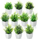 Dekorly Artificial Potted Plants, Pack of 10 Artificial Plastic Eucalyptus Plants Small Indoor Potted Houseplants, Small Faux Plants for Home Decor Bathroom Office Farmhouse (Set 0F 10)...