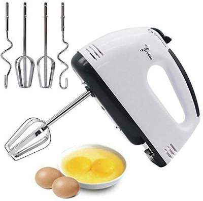 Delcy Electric Hand Mixer and Blenders with Chrome Beater and Dough Hook Stainless Steel Attachments - Speed Setting - Beater for Cake Egg Bakery