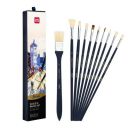 deli Arte Nuevo W73884 Artist Range White Bristle 10 Pcs Brush Set for Acrylics and Oil...