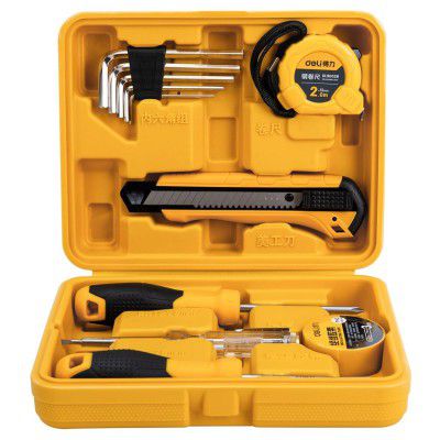 Deli DL1011J 11 Piece Household Tool Kit Portable & Compact with Test Pen Electrical Tape Measure