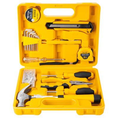 Deli DL1018J 18 Piece Household Tool Kit with Test Pen Electrical Tape Long Nose  (Pack of 1, Yellow)