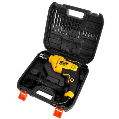 Deli EDC180 650W Corded Electric Impact Drill Tool Set with 9 Drill Bits 48000BPM (Set of 1, Yellow)
