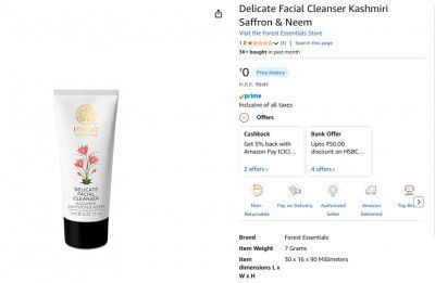 Delicate Facial Cleanser Kashmiri Saffron & Neem | 7g