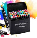 Delightbee Dual Tip Colorful Art Markers Sketch Pens 24 Colours with Carrying Case for Painting Sketching Calligraphy Drawing Markers Twin Head Permanent Colouring Marker Pens for Kids Adult (24)...