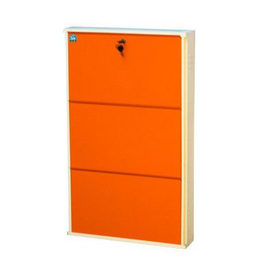 DELITE KOM 24 Inch Wide, 3 Shelf Metal Shoe Rack Wall Mounted | 1 Year Warranty | (41 x 24 x 5 Inch, Ivory_Orange) DIY Space Saving
