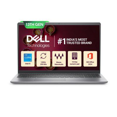 Dell 15 Intel Core i5 13th Gen - 1334U, 16GB DDR4 RAM, 512GB SSD, Grey, 1.66kg, 120Hz 250 nits Display Laptop