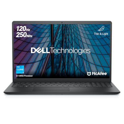 Dell Inspiron 3530 Thin & Light Laptop, 13th Gen Intel Core i3-1305U/8GB/512GB SSD/15.6" (39.62cm) 120Hz Refresh Rate on a FHD IPS Display/Windows 11 + MSO'21+McAfee 15 Month/Carbon Black/1.62