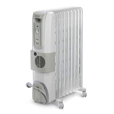DELONGHI 12 Fin Oil Filled Radiator Room Heater with Fan (White, 3000W)