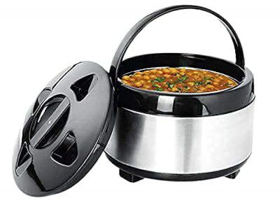 Deluxe Hot-Pot Insulated Casserole Food Warmer/Cooler Stainless Steel Solid Hot Case, Hot Box, Chapati Box, Chapati Container Casserole Thermoware ( Silver, 3500 ml).