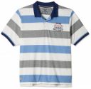 Deniklo Mens Striped Regular Fit Polo T-Shirt (DK50-S_White, Grey & Blue)...