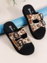 Denill Women Printed Ultra Soft Adjustable Strap Buckles Open Toe Flats...