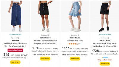 Denim Skirts for Women Upto 83% Off