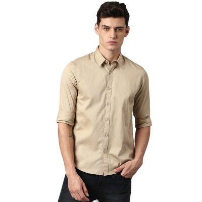 Dennis Lingo Beige Casual Shirts for Men