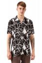 Dennis Lingo Men Black Rayon Half Sleeve Cuban Collar Printed Shirts...