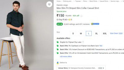 Dennis Lingo Men Slim Fit Striped Slim Collar Casual Shirt