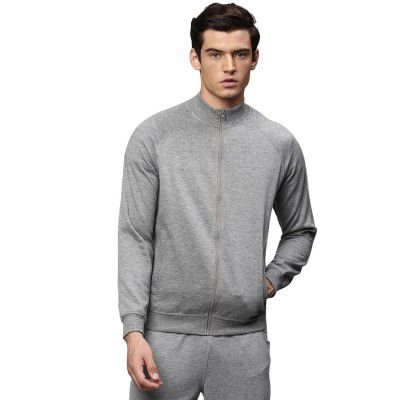 Dennis Lingo Men's Poly Cotton Regular Fit Solid Sweatshirt - Front Open Zipper Full Sleeve Casual Winter Wear Jacket for Men