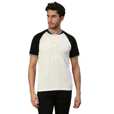 Dennis Lingo Men's Pure Cotton Panel Half Sleeves Henley T-Shirt