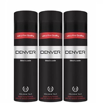 DENVER Black Code Premium Body Talc - 100Gm (Pack of 3) | Scented Talcum Powder