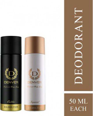 DENVER Caliber and Imperial Nano Combo Deodorant Spray  -  For Men (100 ml, Pack of 2)