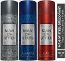 DENVER Combo of Man Of Steel Drill + Challenge + Pump Long lasting Deodorant Spray - For Men  (600 ml, Pack of 3)...