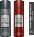 DENVER Combo of Man Of Steel Drill + Pump Long lasting Deodorant Spray - For Men (400 ml, Pack of 2)...