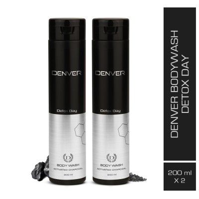 DENVER Detox Day Activated Charcoal Body Wash - 200ML Each (Combo Pack of 2)