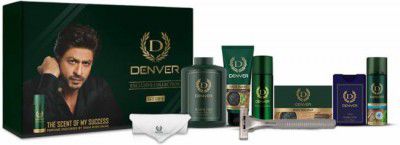 DENVER Face Wash,Talc,Detox Soap,Nano Deo,Pocket Perfume,Shaving Foam,Razor & Towel Deodorant Spray - For Men  (393 ml, Pack of 8)