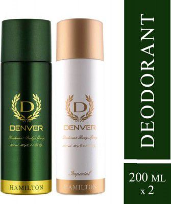 DENVER Hamilton and Imperial Combo Deodorant Spray - For Me (400 ml, Pack of 2)
