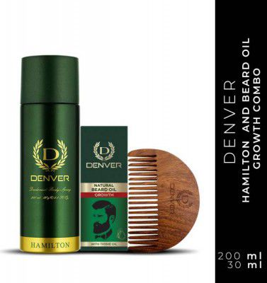 DENVER Hamilton & Beard Growth Oil For Beard Growth(200ml Deo + 30ml Beard Oil) Deodorant Spray - For Men  (230 ml)