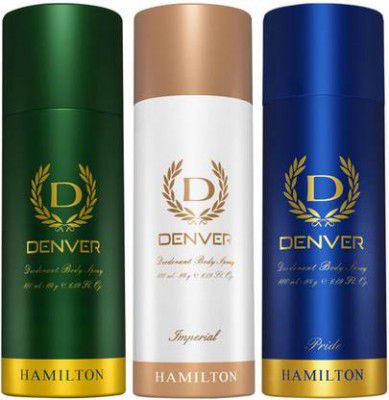 DENVER Hamilton Imperial and Pride Deodorant Spray - For Men (600 ml, Pack of 3)